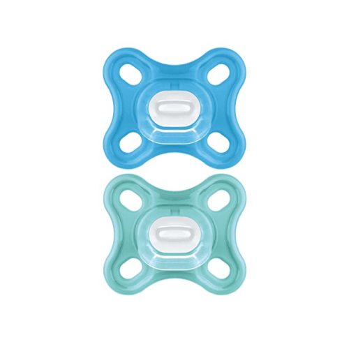 MAM Comfort Baby Pacifier, 100% Lightweight Silicone, Sterilizer Case, 0-3 Months (Pack of 2) - Boy - 2 Count (Pack of 1)