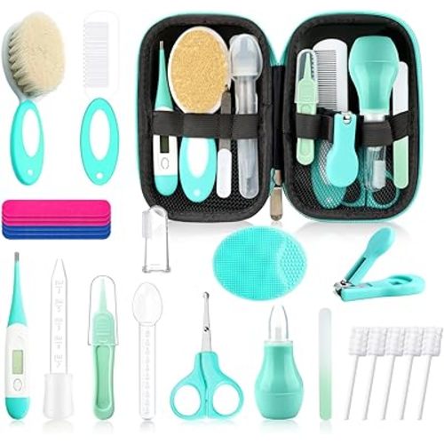 Baby Healthcare and Grooming Kit for Newborn Kids, 24PCS Upgraded Safety Baby Care Kit, Newborn Nursery Health Care Set, Baby Care Products (Green)