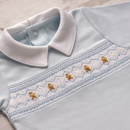 Bears in Blue Smocked Footie
