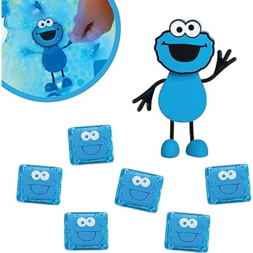 Glo Pals x Sesame Street Cookie Monster Water-Activated Bath Toy with 6 Reusable Light-Up Cubes for Sensory Play