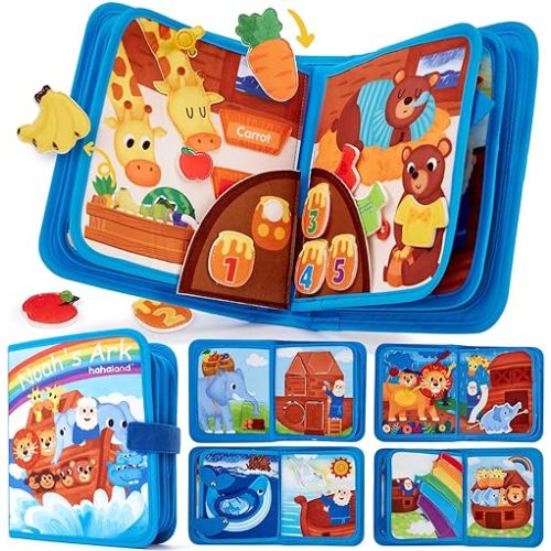 hahaland Noah's Ark Toy Busy Book - Montessori Toys - Sensory, Early Learning, Educaitonal, Developmental
