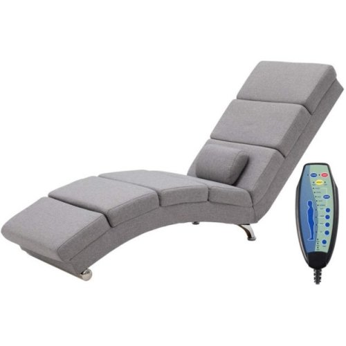 Erommy Electric Massage Recliner Chair Chaise Longue Linen Ergonomic Lounge Massage Recliner,Massage Chair with Vibrating Massage,Heating,Remote Control,Side Pocket,Small Pillow,Grey