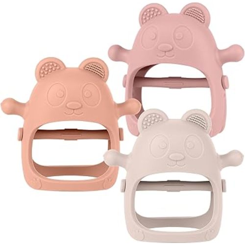 3 Pack Baby Teething Toys for 3-6 6-12 Months, Food Grade Silicone Teething Mitten, Anti Dropping Wrist Hand Teethers Baby Chew Toys for Sucking Needs, BPA Free