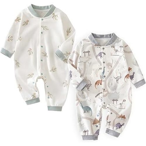 100% Organic Cotton Soft 3-24 Months Unisex Footless Newborn Baby Sleepers Pajamas Romper Boys Girls Long Sleeve