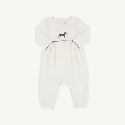 Long Sleeve Bradford Romper - Palmetto Pearl with Gray Bay Brown & Hor