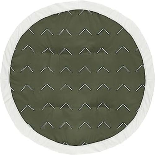 Sweet Jojo Designs Dark Green Boho Arrow Boy Girl Baby Play Mat Tummy Time Activity Infant Playmat Playpen Tent Teepee Floor Hunter Sage Modern Bohemian Gender Neutral Shabby Chic Designer Ivory Arrow