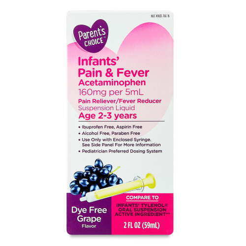 Parent's Choice Infants' Pain and Fever Acetaminophen, 160 mg, Grape, 2 fl oz HSA/FSA Eligible