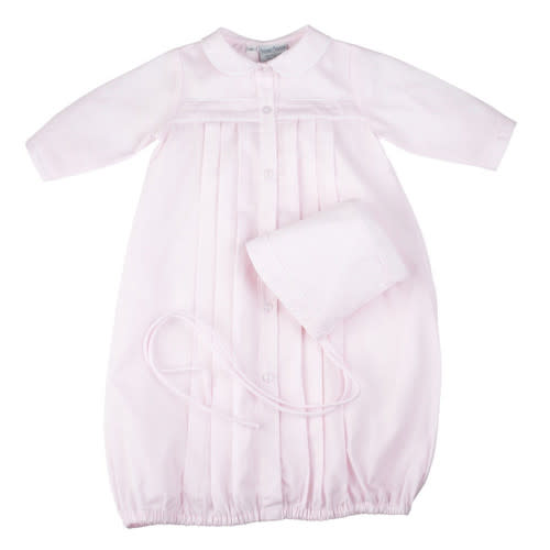 Girls Dot Embroidered Take Me Home Gown with Bonnet