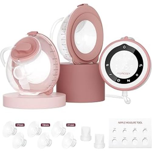 Momcozy Breast Pump V1 Pro Hospital-Grade, Hands-Free & Portable Wearable Pump, Upgraded Electric Pump with 3 Fine-Tuned Rhythms|15 Levels, Come with Leak-Proof DoubleFit Flange, Cozy Red.