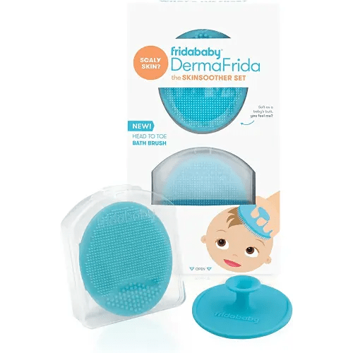 Frida Baby DermaFrida The SkinSoother Baby Bath Silicone Brush| Baby Essential for Dry Skin, Cradle Cap and Eczema (2 Pack)