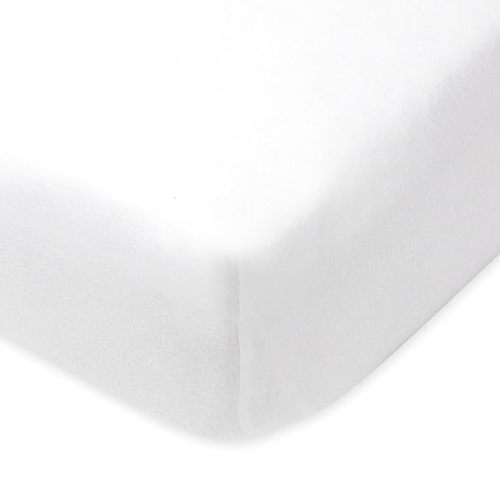 HonestBaby Fitted Crib Sheets Fits Standard Mattress Bassinet, Mini Prints 100% Organic Cotton Baby Boys, Girls, Unisex, Bright White Fitted Crib Sheet, One Size