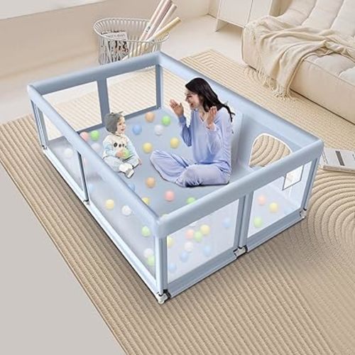 65×50 Inches Baby Playpen, Playpen for Babies and Toddlers, Baby Play Yards Indoor & Outdoor, Sturdy Safety Baby Play Pen with Soft Breathable Mesh, Toddlers Activity Center with Anti-Slip Base