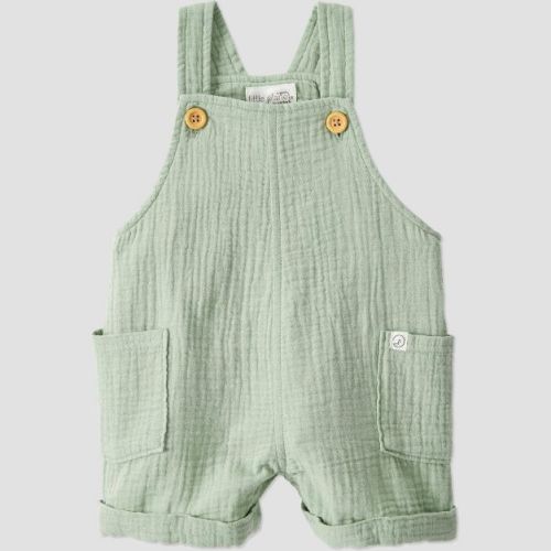 Little Planet by Carter's Organic Baby Gauze Shortalls - Newborn: Sleeveless Romper with Front Pocket, Square Neckline