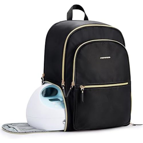 mommore Diaper Bag Backpack, Breast Pump Bag with Cooler Pocket for Breast Milk, Fits Spectra S1, S2/Momcozy, Stylish Baby Bag Mom Backpack with Laptop Pocket for Work Travel