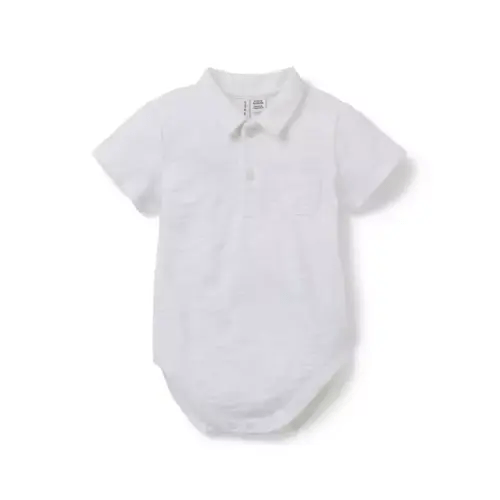 Baby White The Slub Polo Baby Bodysuit by Janie and Jack