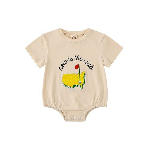 COTTWEAR&BB New to the Club Outfit Romper, Newborn Baby Golf Bodysuit, Baby Shower Present for Golf Loving Family