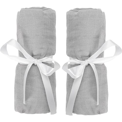 Newton Baby Fitted Sheets for Bassinet & Bedside Sleeper (2-Pack) - 100% Breathable, Washable and Ultra-Soft, 100% Muslin Cotton, 19" x 35", Grey