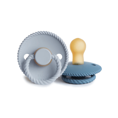 Rope Natural Rubber Pacifier 2-Pack, Powder Blue / Ocean View