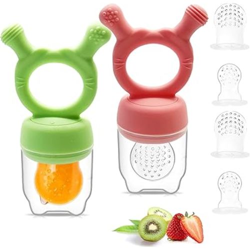 2 Pack Silicone Baby Food Teether Feeders,with Each 3 Sizes Food Pouches