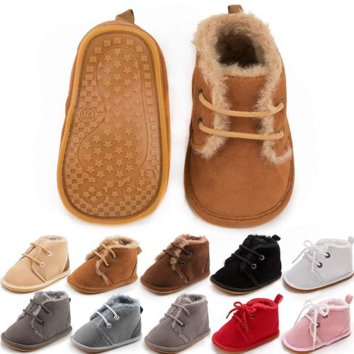 Meckior Baby Booties Newborn Infant Unisex Baby Girls Boys Velvet Rubber Anit-Slip Sole Shoes Toddler Fleece Cozy Winter Warm Prewalker Boots