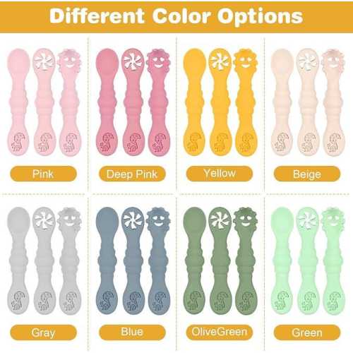 Baby Utensil Set | 3PCS Baby Feeding Spoons for Learning | Toddler Weaning Cutlery Set | Easy-Grip Spoons | Soft Silicone Baby Tableware