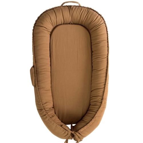 Infant Lounger, Baby Nest Cover for Baby Girls & Boys, Newborn Essentials for Baby 0-18 Months, 100% Cotton Breathable, Co Sleeper for Baby in Bed (Golden Brown)