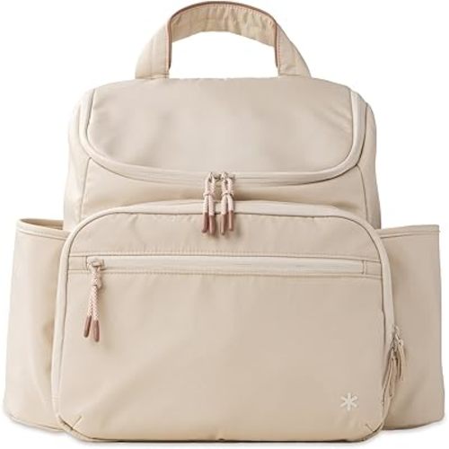 Skip Hop Diaper Bag Backpack with Portable Changing Pad Adjustable Pocket for 30 oz. Tumblers 9 Total Pockets Insulated Packing Cubes Luggage Sleeve & Stroller Straps Fits a 14” Laptop Forma Next Oat