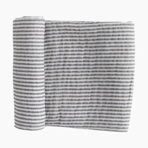 Little Unicorn Cotton Muslin Swaddle Blanket - Grey Stripe