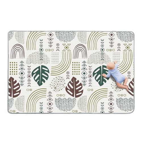Babebay Baby Play Mat, Soft Baby Mat for Floor, Foldable Playmat for Babies Toddlers and Infants, Reversible Foam Play Mat, Waterproof Baby Crawling Mat for Indoor & Outdoor (Leaf Pattern,78x50)