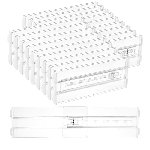 Vtopmart 18 Pack Drawer Dividers for Clothes, 4" High 10.2"-16.5" Adjustable Expandable Dresser Drawer Organizer, Clear Plastic Separators for Dresser, Baby Clothing, Underwear, Cosmetic, Toiletries