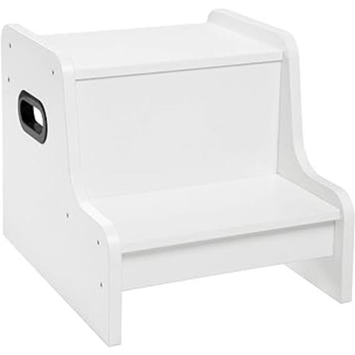 HOOBRO Step Stool for Kids, Two Step Toddler's Stool, Kids Potty Training Stool with Handles, Non-Slip Pads for Safety, Easy to Move, for Sink, Bathroom, Bedroom, White WT01JD01G1