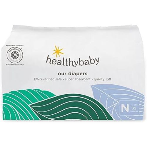 Our Diapers | The First EWG Verified & Microbiome-Friendly Diaper | 12-Hour Leak Protection | Made with Organic Cotton & Plant-Derived Materials | Totally Chlorine Free | Size NB (<10 lbs) 32 Count