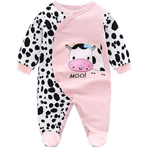 Baby One Piece Romper Soft Cotton Sleepwear Footed Jumpsuit for 0-12 Month Infant