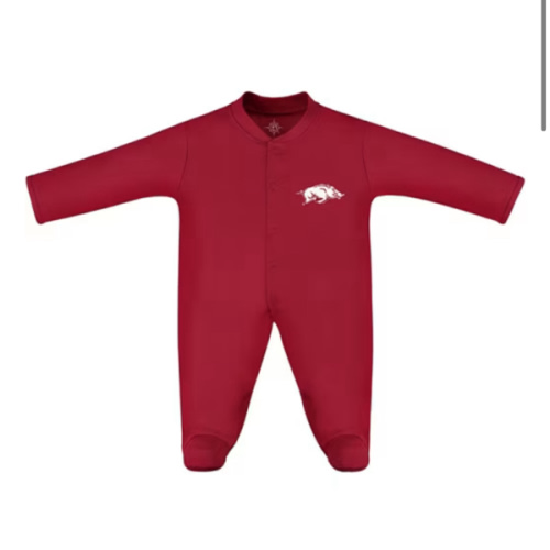 Arkansas Razorbacks CARDINAL Baby Footed Romper Pajamas