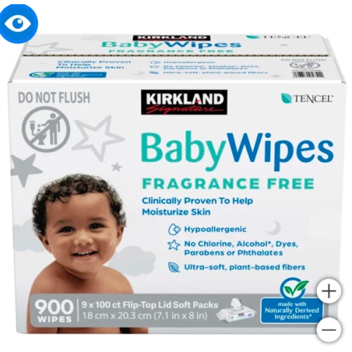 Kirkland Signature Baby Wipes Fragrance Free, 900-count
