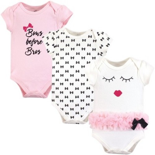 Little Treasure Baby Girl Cotton Bodysuits 3pk, Bows, 0-3 Months