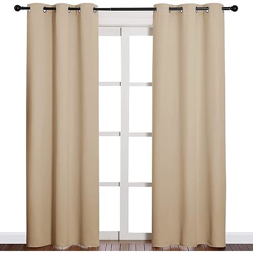NICETOWN Thermal Insulated Eyelet Top Room Darkening Panels/Curtains/Drapes for Bedroom (2 Panels, W42 x L84 inches, Biscotti Beige)