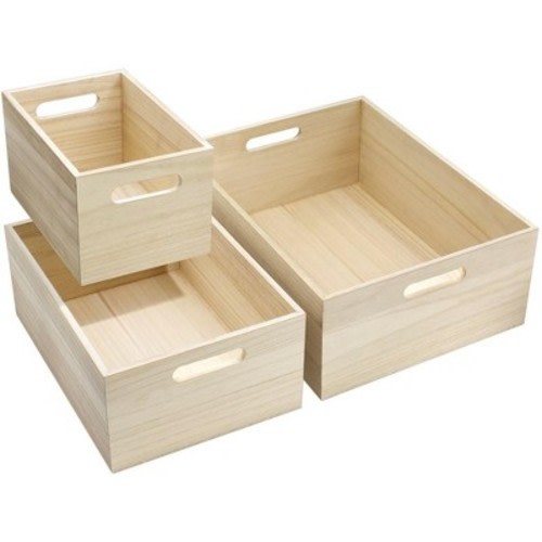 Sorbus Wood Crates - Organizer Bins, Wooden Box for Pantry Organizer Storage, Closet, Cabinet Organizers, Containers for Organizing (3-Piece Set)