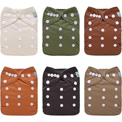ALVABABY Baby Cloth Diapers 6 Pack with 12 Inserts Baby Girls and Boys