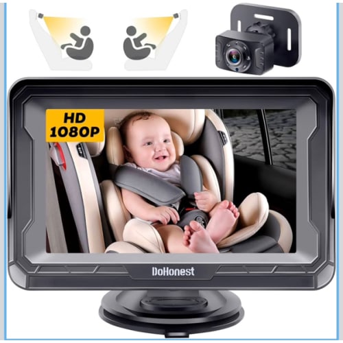 DoHonest Baby Car Camera HD 1080P - Rear-Facing Car Baby Monitor with Night Vision, Adjustable View Angle, Easy Setup, Anti-Glare Display, Safety for Kids & Infants