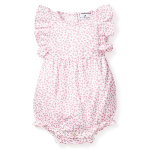 Baby Heart Print Ruffle Romper, 6-12M, Pink