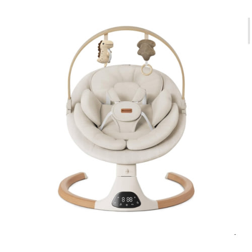 Baby Swings for Infants, Monamii Baby Swing, Infant Swing with 5 Speeds, 10 Lullabies, Electric Swing for Baby, Indoor & Outdoor Use (Beige)