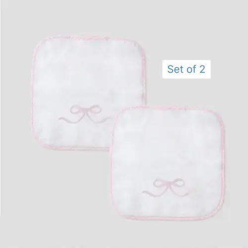 Pink BOW Baby Washcloths (pair) | Weezie Towels