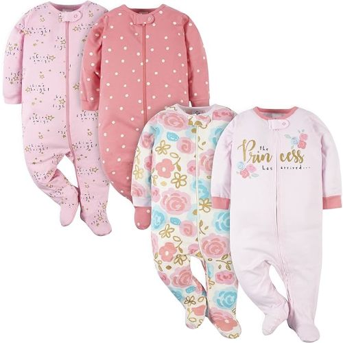Gerber Baby-Girls 4 Pack Sleep 'N Play Footie - 3-6 Months - Floral Princess