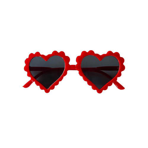 Kids Scallop Heart Sunglasses, Red
