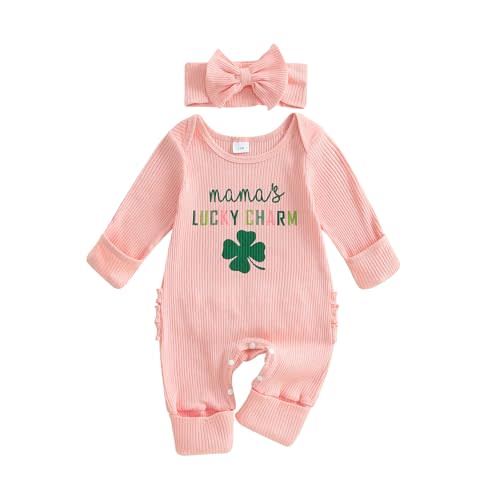 citgeett My First St Patricks Day Baby Girl Boy Outfit Mamas Lucky Charm Romper Jumpsuit Spring Newborn Infant Clothes
