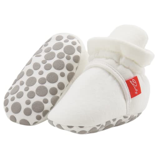 KIDSUN Infant Baby Boy Girl Cozy Fleece Bootie Newborn Stay On Slipper Winter Warm Gripper Non-Slip Crib Shoes