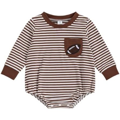 Baby Boy Fall Clothes Football Baby Clothes Smocked One Piece Bubble Romper Long Sleeve Cute Baby Boy Outfits