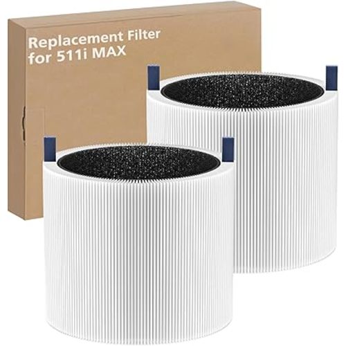 2-pack 511i MAX Replacement Filter Compatible with BLUEAIR HEPASilent Air Cleaner, Blue Pure F5MAX, Model Blue Pure 511i Max