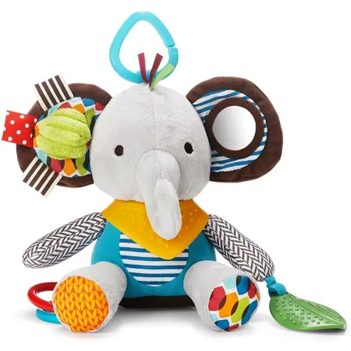 Skip Hop Bandana Buddies Baby Activity and Teething Toy with Multi-Sensory Rattle and Textures, Elephant